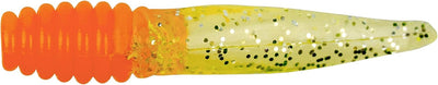 Señuelo plástico suave naranja Chartreuse plateado 2"