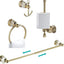 Set 4 pzas accesorios baño cristal dorado con base