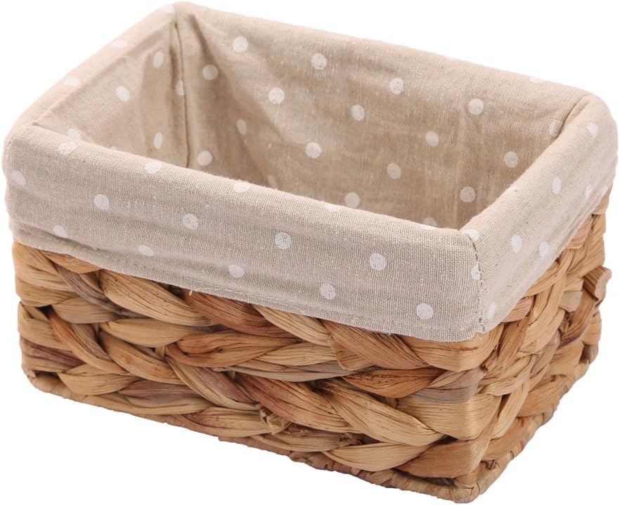 Cesta mimbre rectangular organizador manualidades