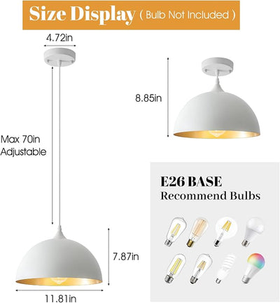 Luz colgante blanca pack 2 ajustable para cocina comedor