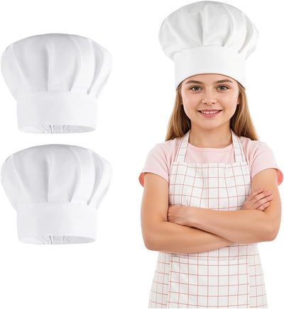 Set 2 Sombreros Chef Niños Ajustables Comodidad Blanco Cocina