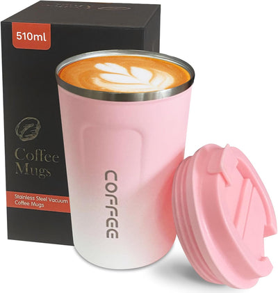 Taza térmica acero inox para café con tapa portátil