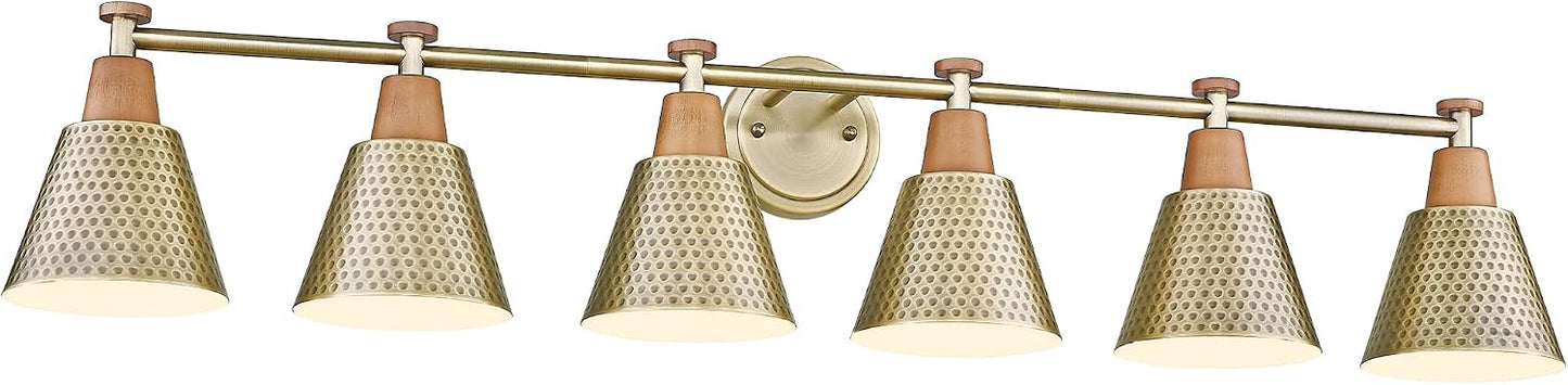 Lámpara baño latón 6 luces oro cepillado 45pulg