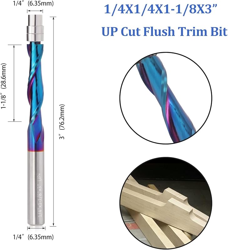 Broca enrutador espiral 1/4pulg corte 1-1/8pulg carburo sólido