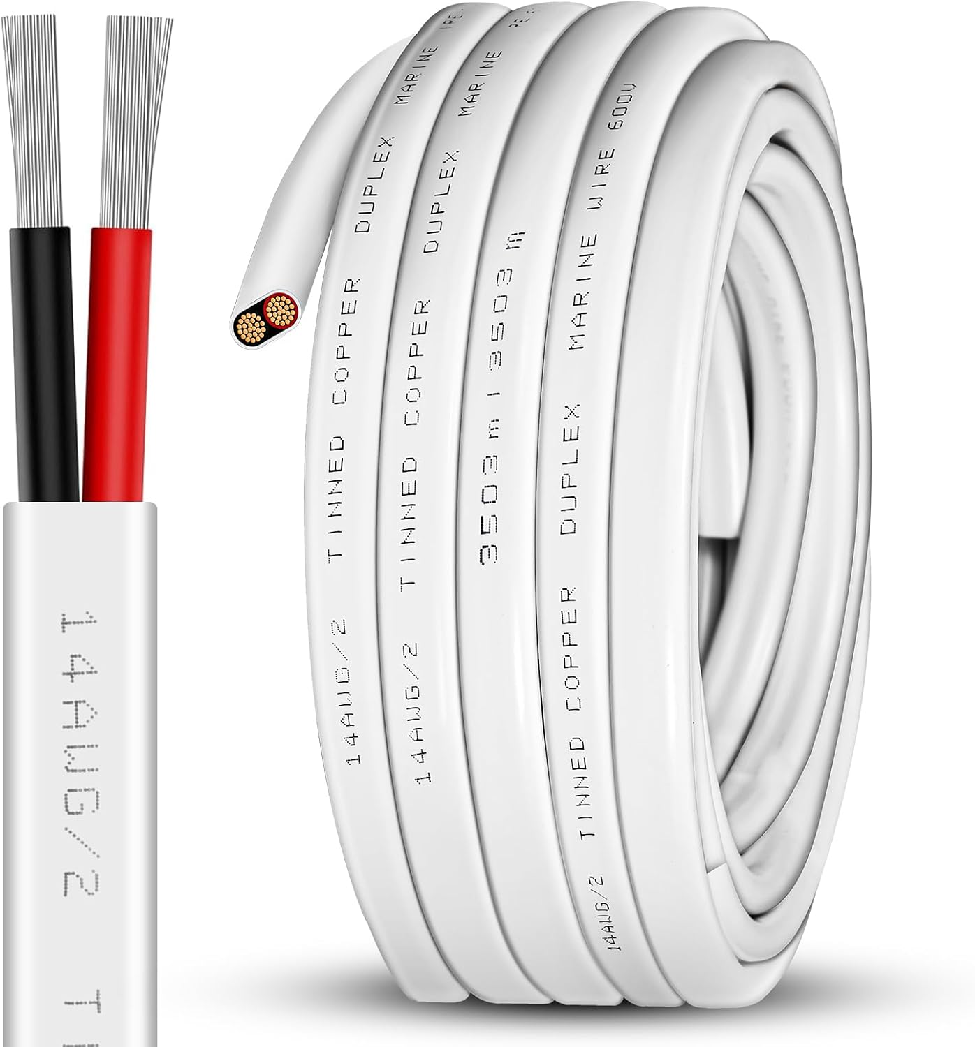 Cable marino 14 AWG 50ft dúplex cobre estañado para barco