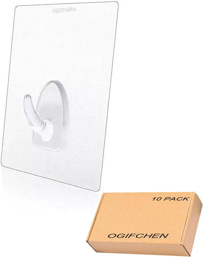 10 Ganchos Pared 15lb Sin Costuras Adhesivos Transparentes