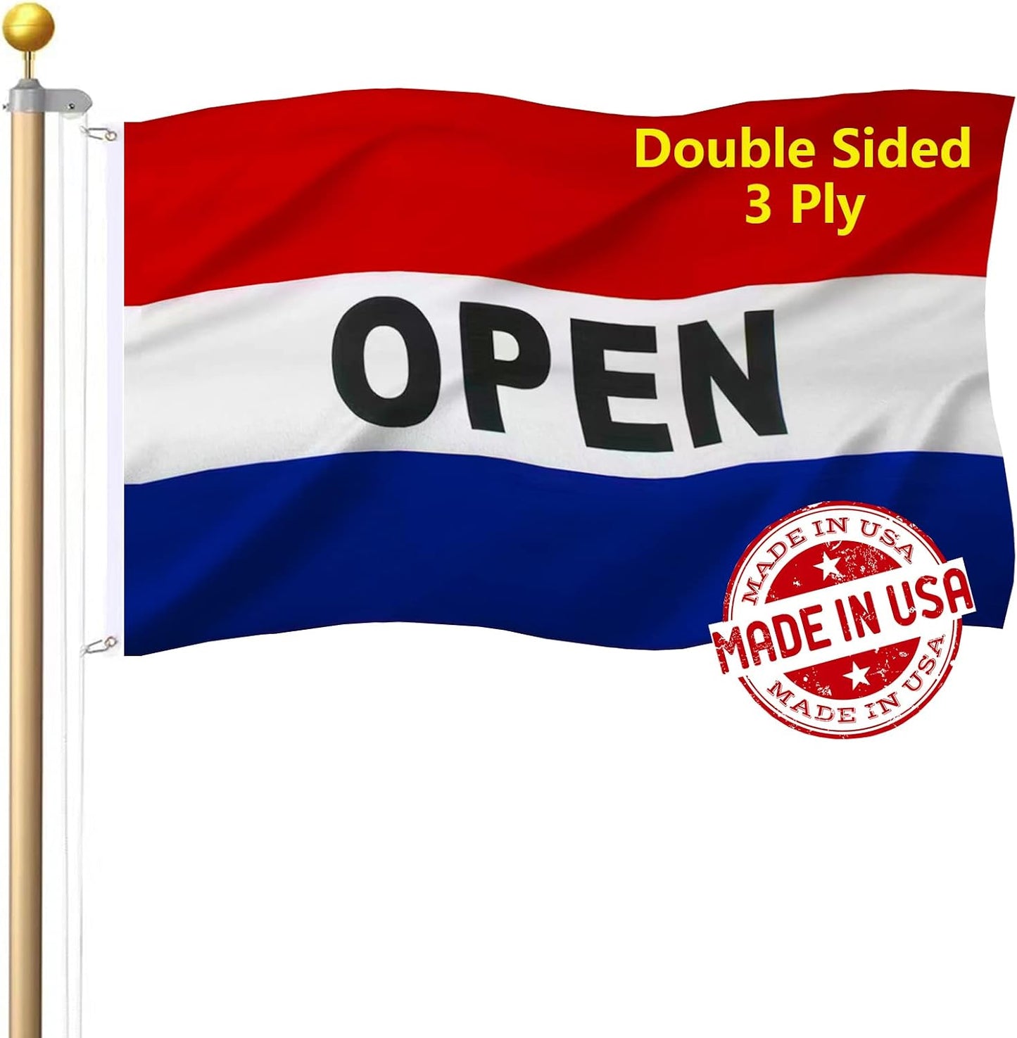 Bandera abierta 3x5 poliéster doble cara 3 capas