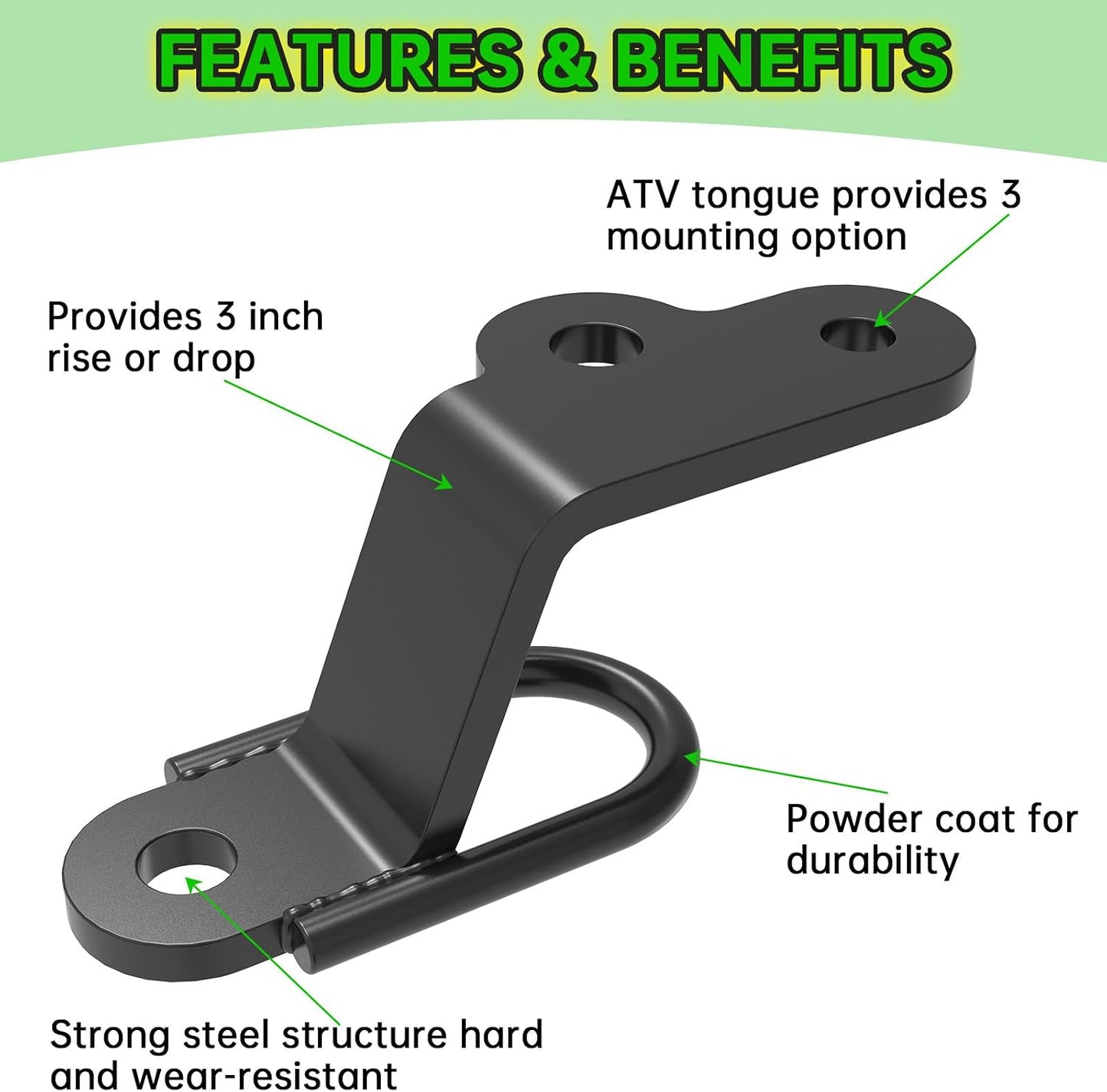 Enganche 3 vías para ATV/UTV universal resistente