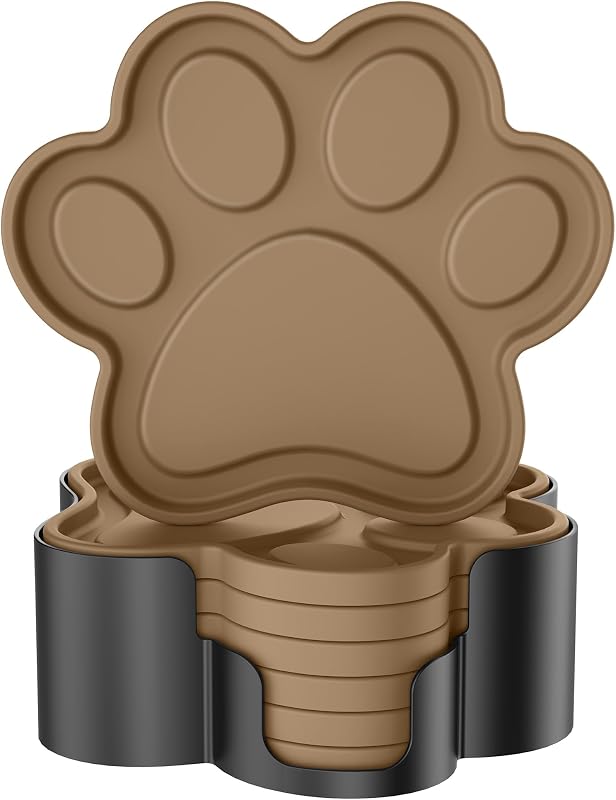 6 Pzas posavasos silicona forma pata perro gato antiderrap