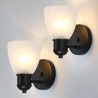 2 Pzas Apliques Pared Luces Tocador Negro Mate Vidrio