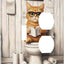 Placa interruptor dúplex gato naranja madera decorativa