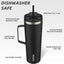 Vaso aislado acero inox con asa tapa pajilla color negro