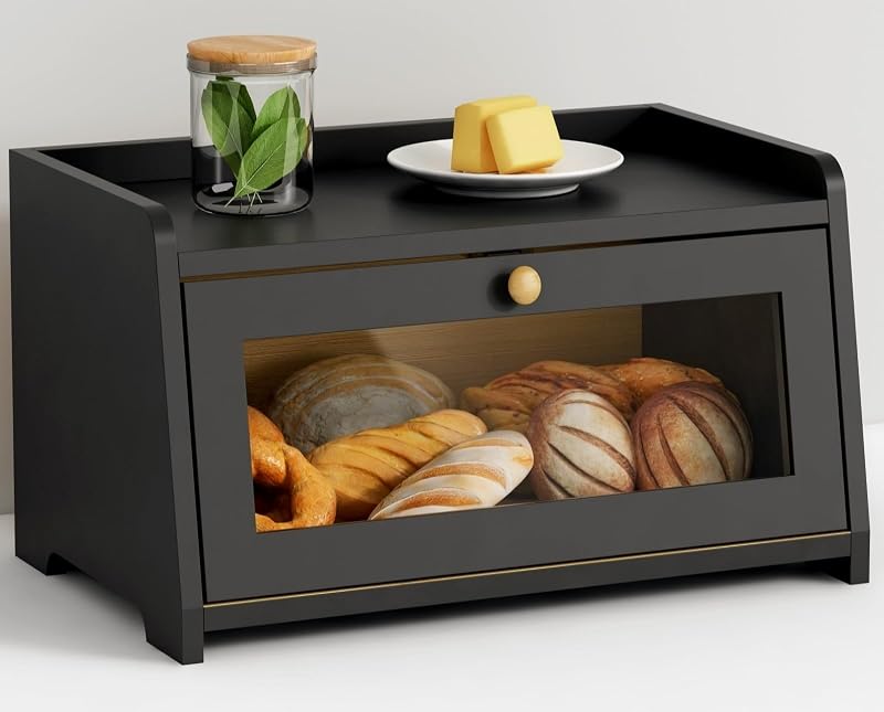 Panera negra madera vintage para encimera cocina