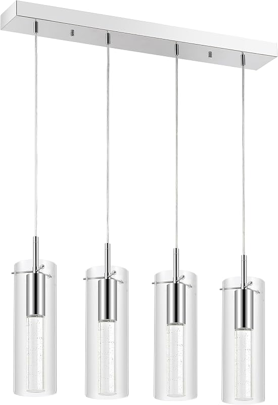 Lámpara colgante LED cromada 29.5pulg vidrio