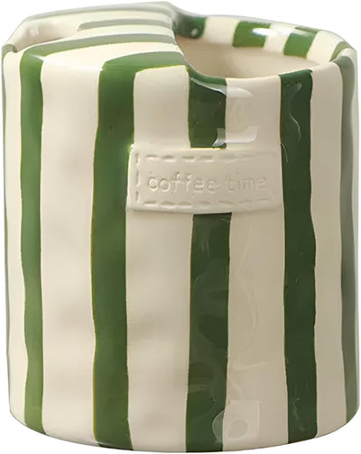 Taza cerámica con orificio para sorbo 10oz rayas café té