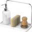 Soporte esponja acero inox dispensador jabón cepillos mármol blanco
