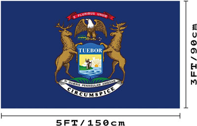 Bandera Michigan 3x5ft poliéster color vivo con ojales latón