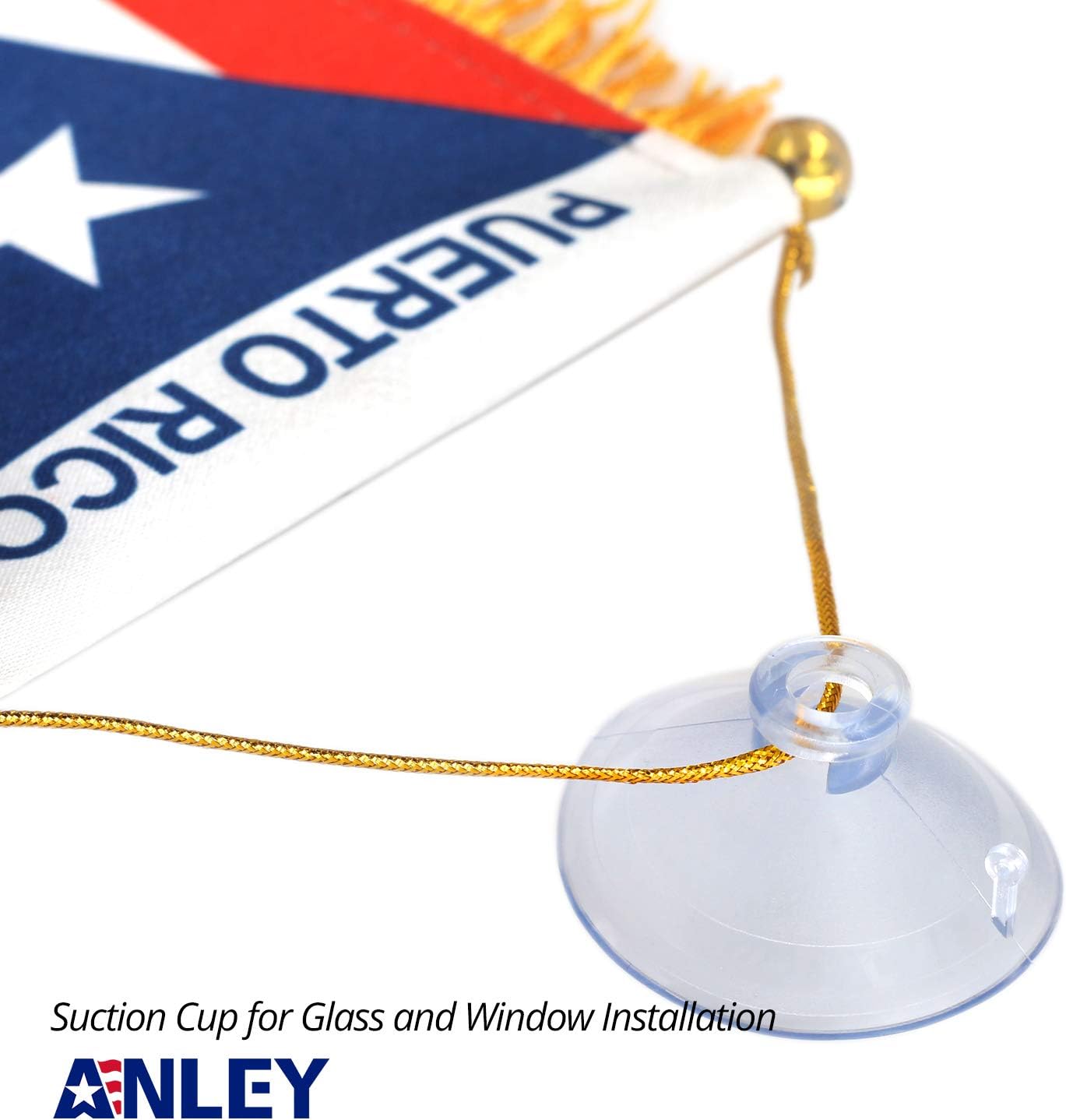 Bandera colgante Puerto Rico 4x6pulg para espejo automóvil