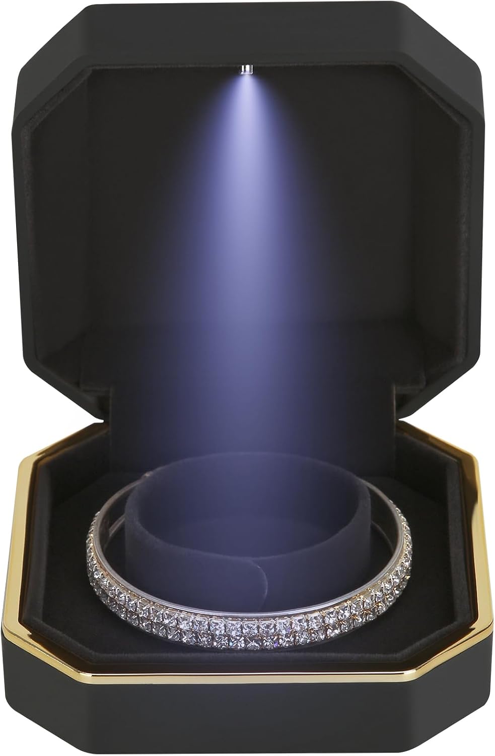 Caja regalo pulsera LED terciopelo boda aniversario negro