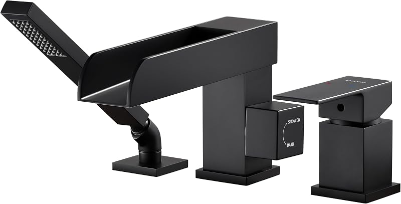 Grifo bañera montaje cubierta rociador negro latón ducha