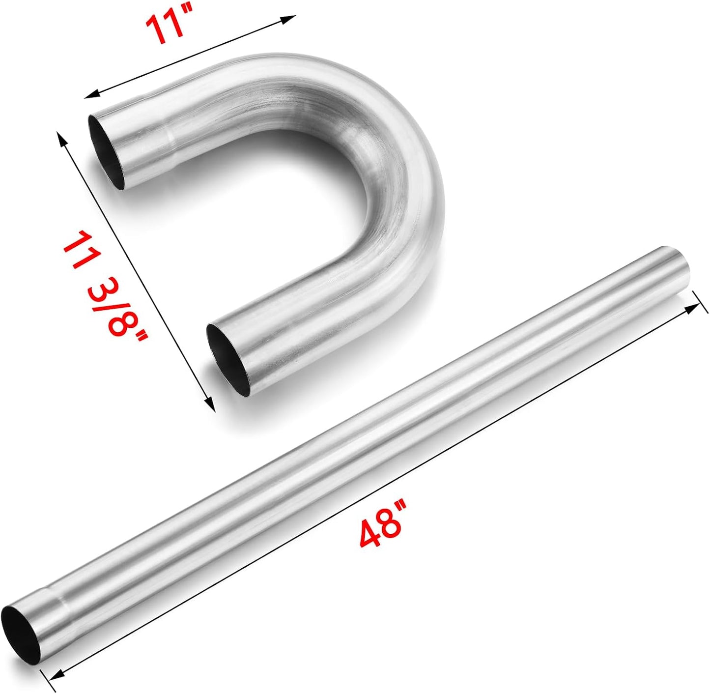 Tubo escape acero templado 2.5" codo recto forma U 8pzas