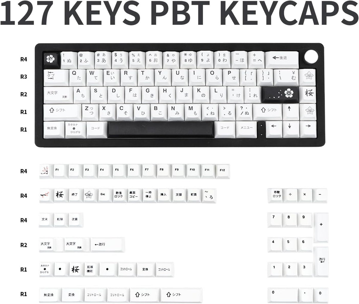Juego teclas PBT Cherry 127 teclas ANSI diseño sublimado