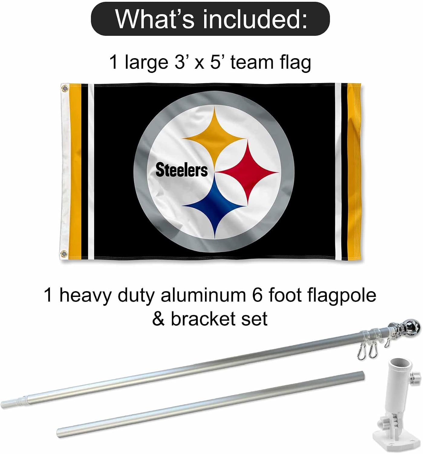 Kit soporte y mástil bandera Pittsburgh Steelers