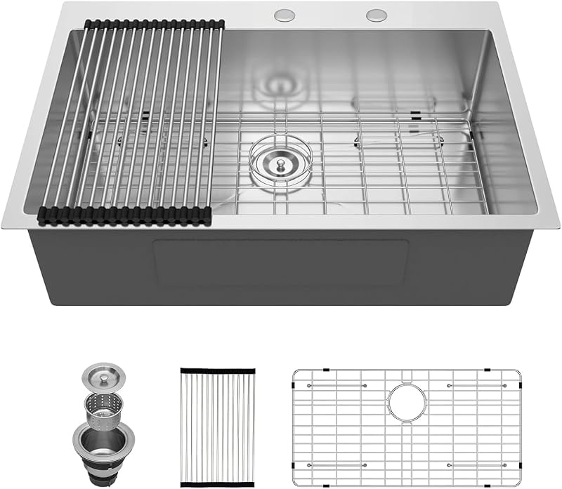 Fregadero cocina acero inox 33x22" un solo cuenco