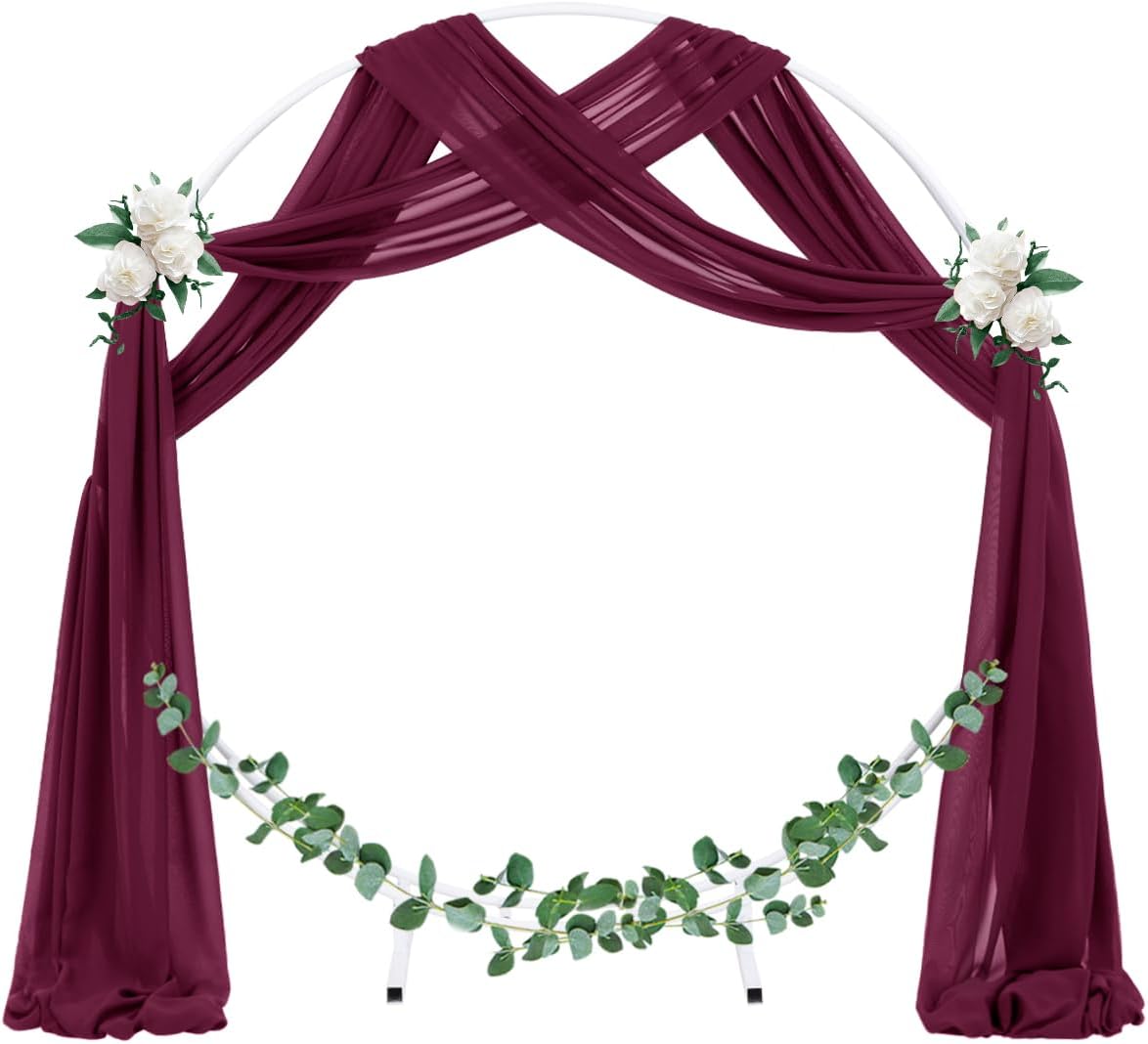 1 Panel Cortina Gasa Transparente Burdeos 29x19pies Decoración Boda
