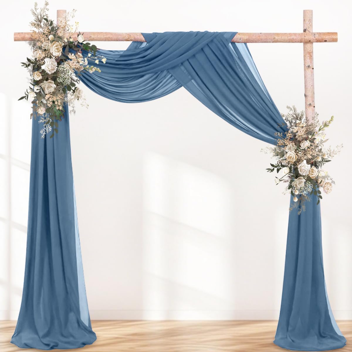 Telas drapeado arco boda azul polvoriento 29x20" cortinas