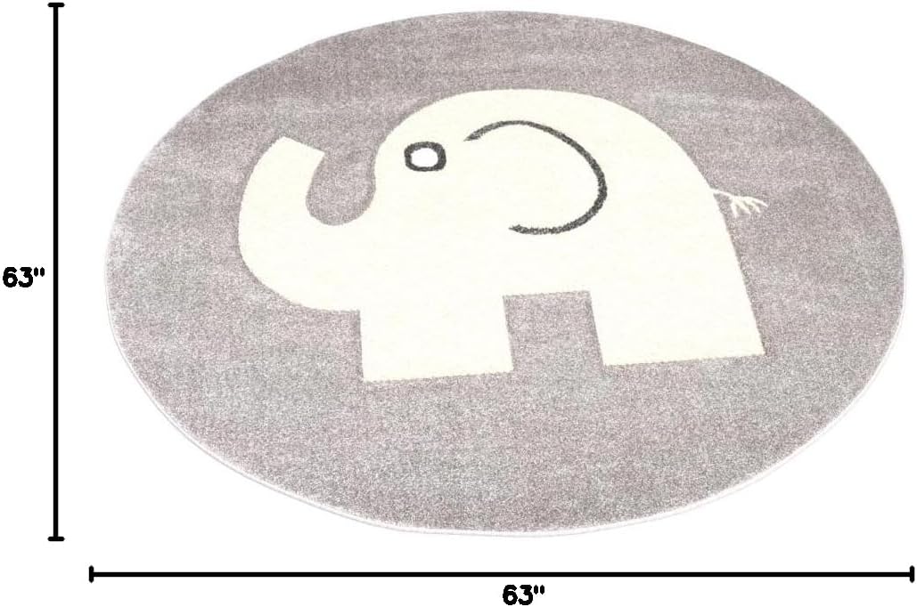 Alfombra redonda niños 5ft3pulg gris marfil