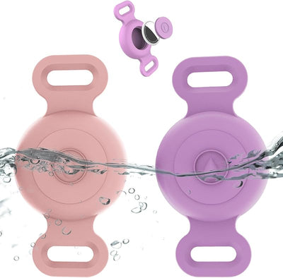 Soporte antipérdida AirTag collar perro silicona rosa/morado