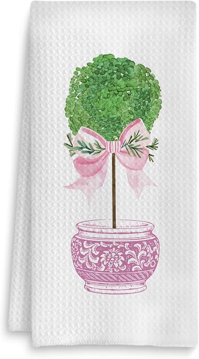 Toallas cocina con moño color rosa 16x24pulg
