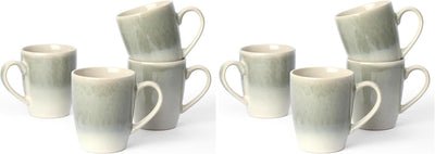 Juego de 4 tazas de café cerámica serie Glacier verde salvia