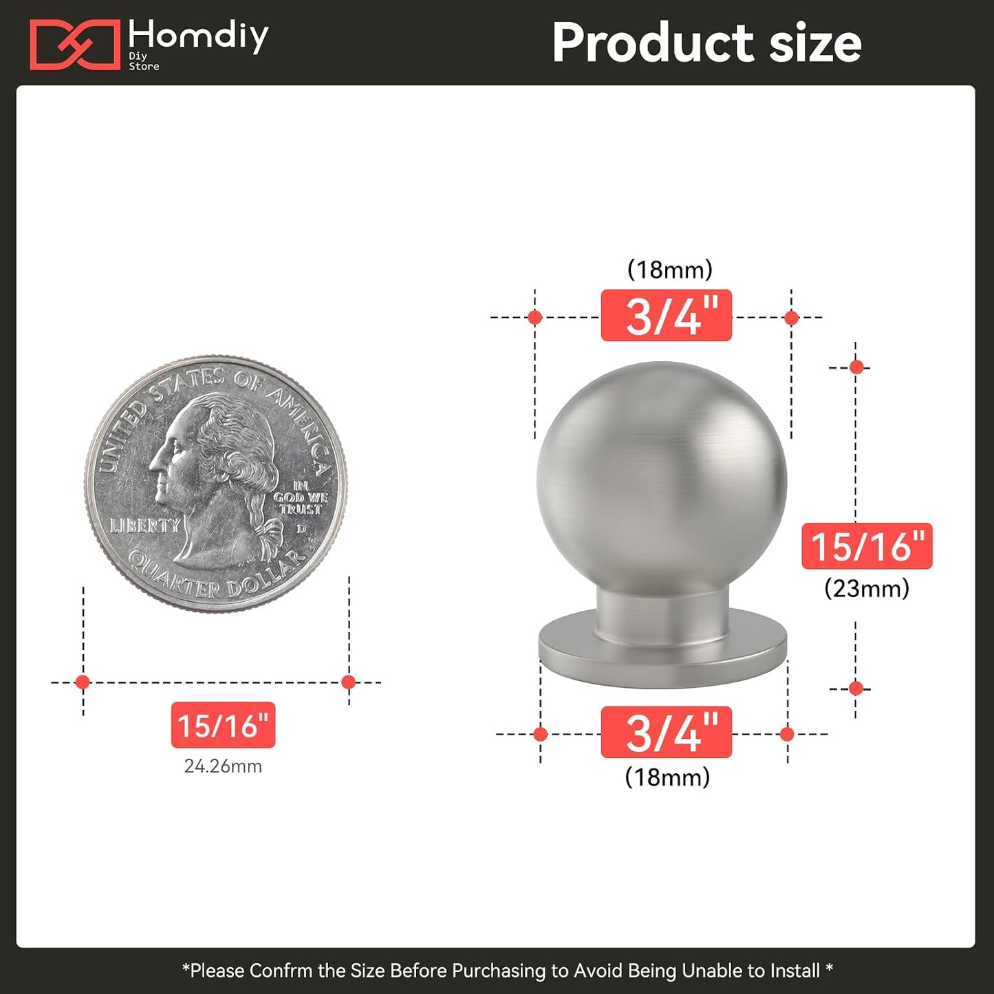 10 Pomos Níquel Cepillado 18mm para Gabinete Joyas Moderno
