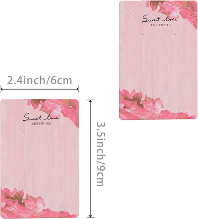 Tarjetas exhibición collares aretes rosados 3.5x2.4" 100pzas
