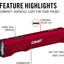 Linterna LED USB-C 1150 lúmenes modo memoria color rojo