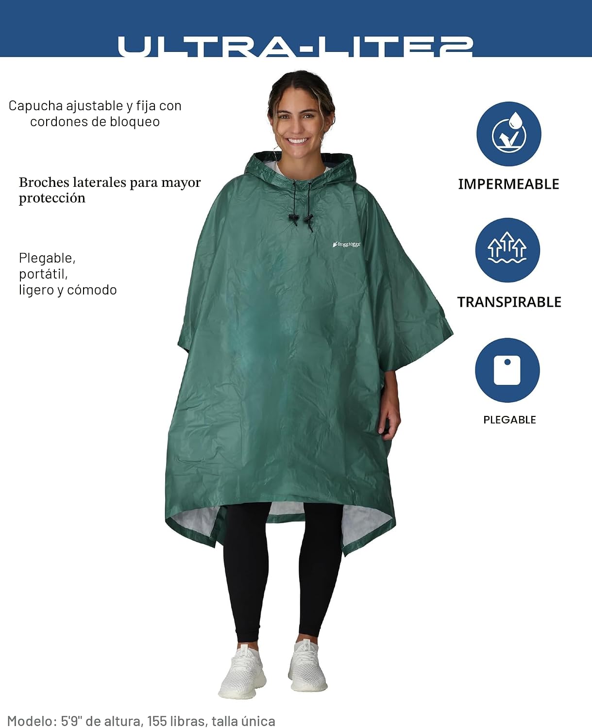 Poncho lluvia impermeable transpirable adultos y jóvenes