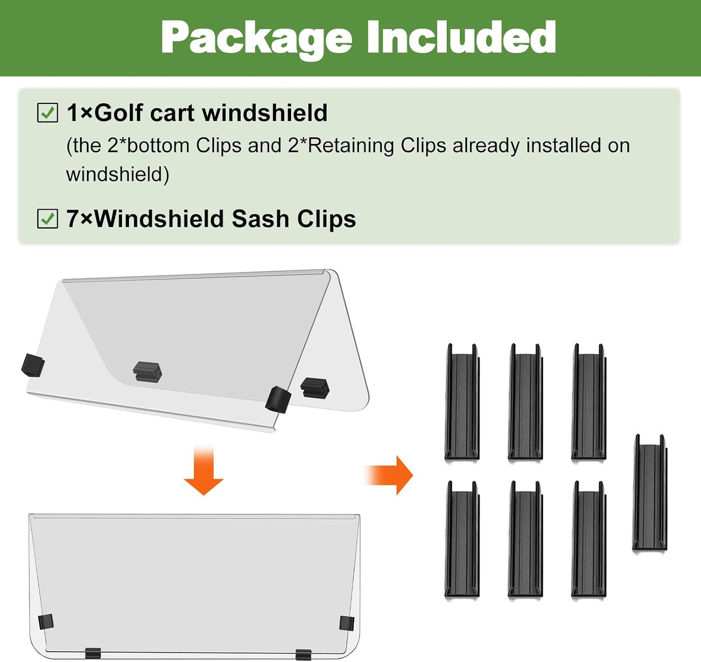 Parabrisas plegable coche claro para golf 2000.5-