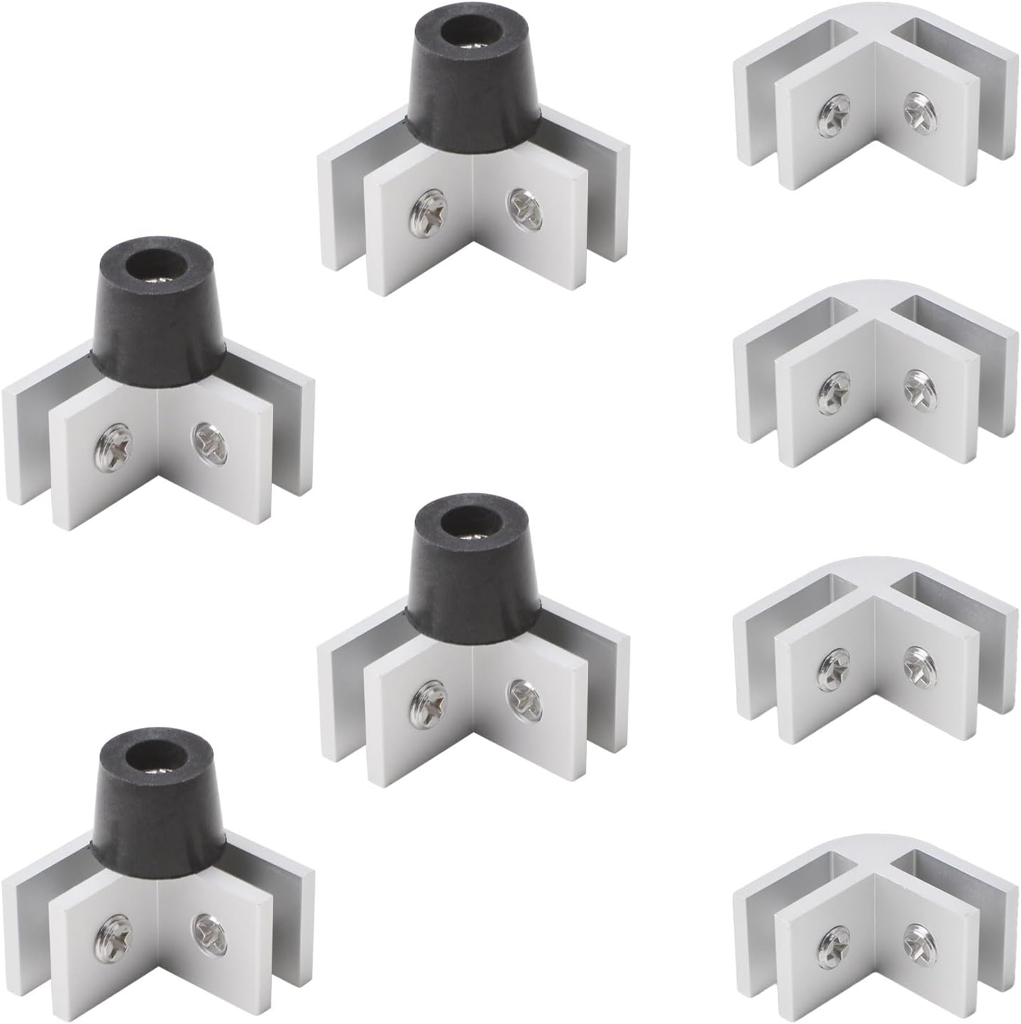 Kit conectores vidrio templado 8 esquinas aluminio goma