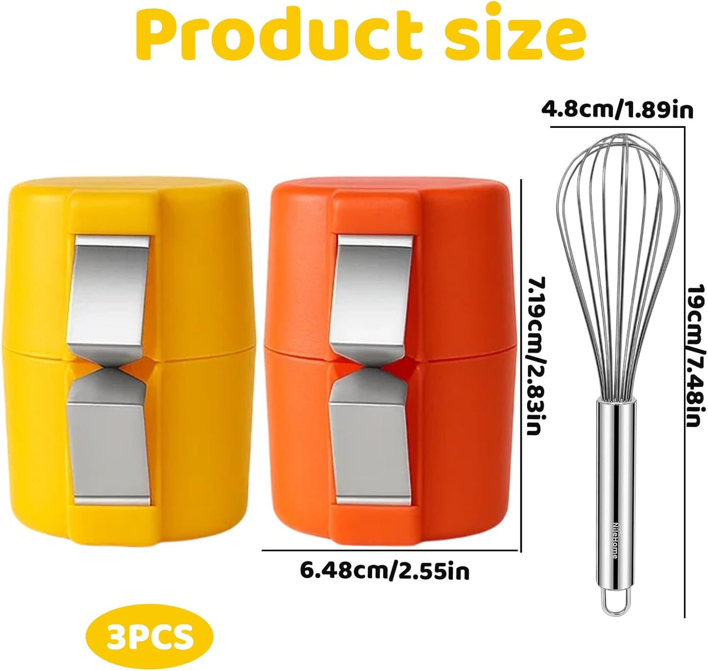 Set 3 Abridores Huevos con Batidora Acero Inox