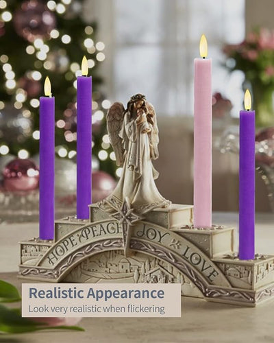 Velas LED Adviento sin llama 4 colores morado y rosa
