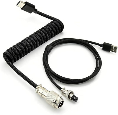 Cable USB-C en espiral para teclado mecánico doble manga
