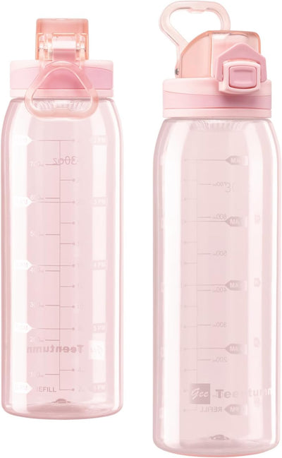 Botella agua Tritan sin BPA 30oz rosa transparente 1 Pza