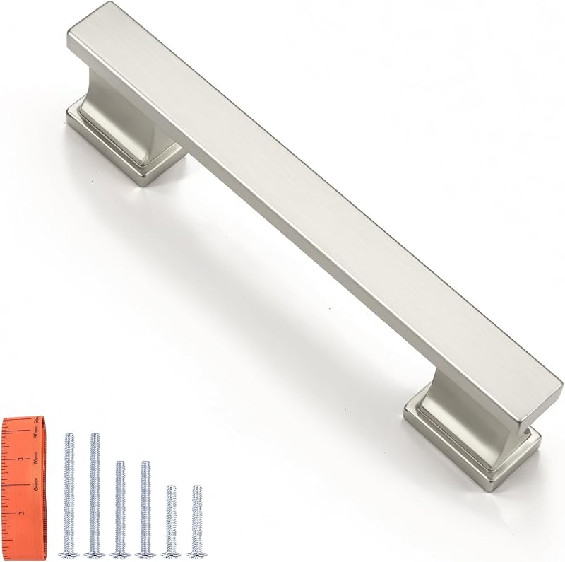 12 Tiradores Níquel Cepillado 3-3/4" para Gabinete Cocina