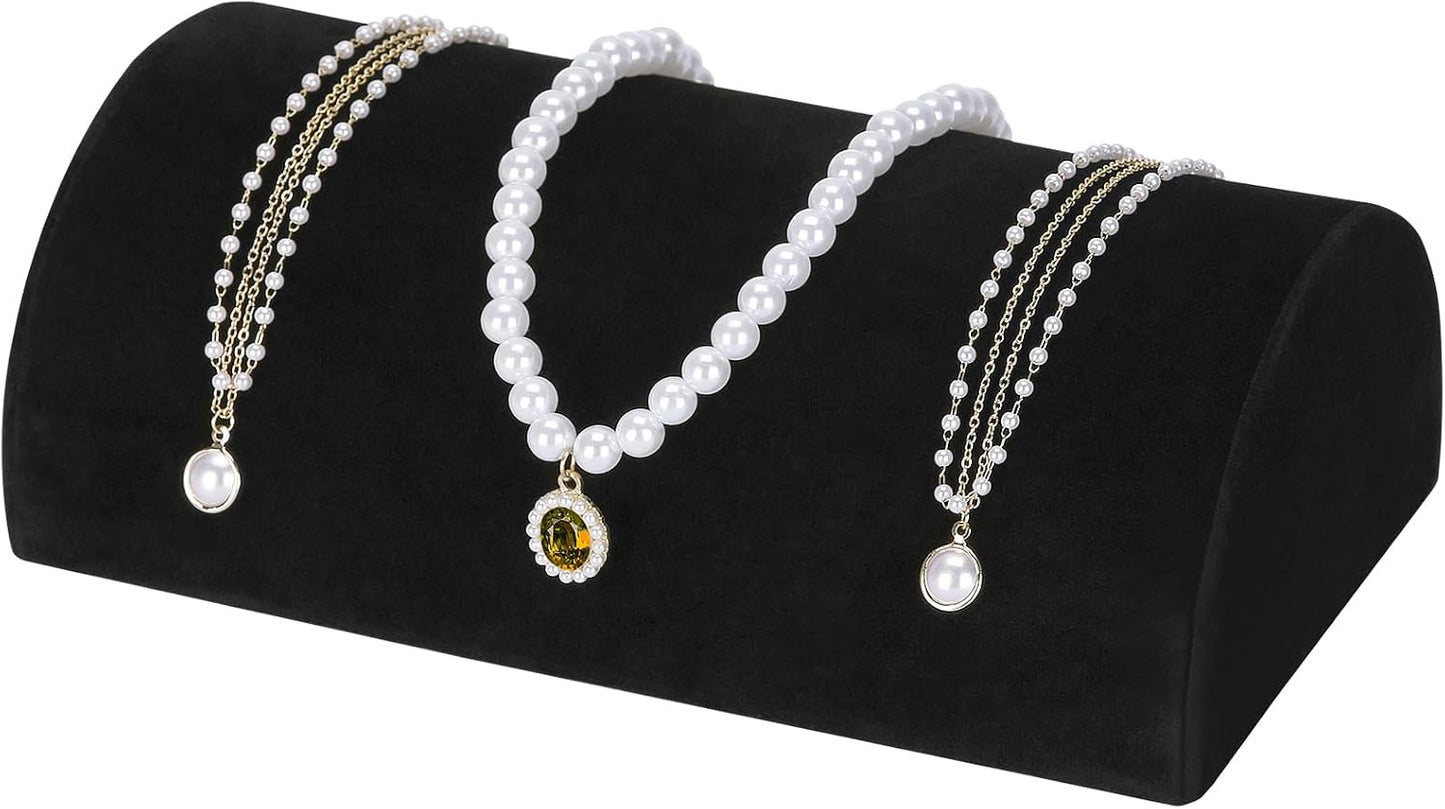 Soporte terciopelo pulsera media luna negro para joyas