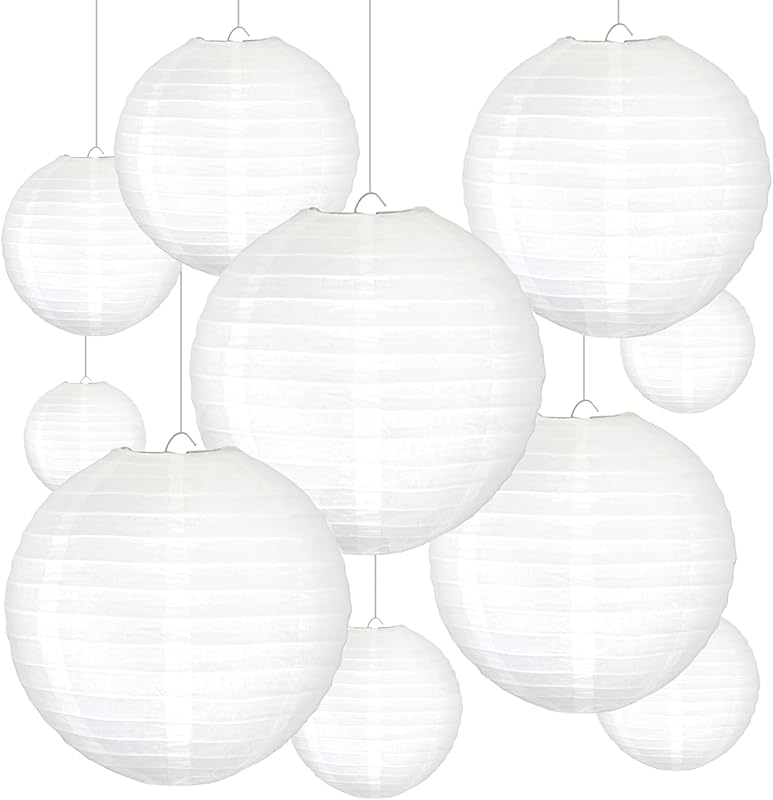 Faroles papel blanco 8pulg pack 10 decoración hogar boda