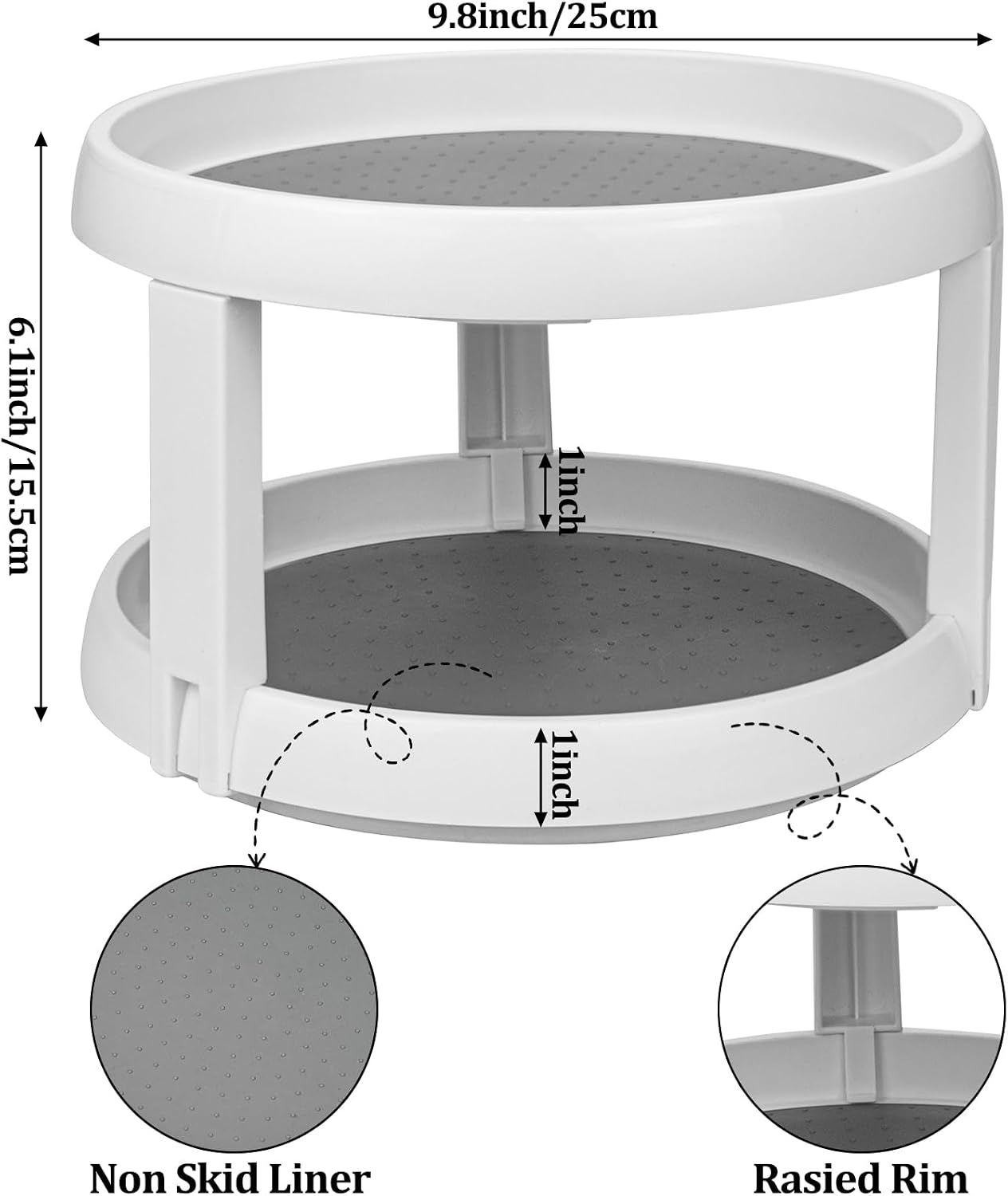 Juego 2 platos giratorios 10pulg almacenamiento especias