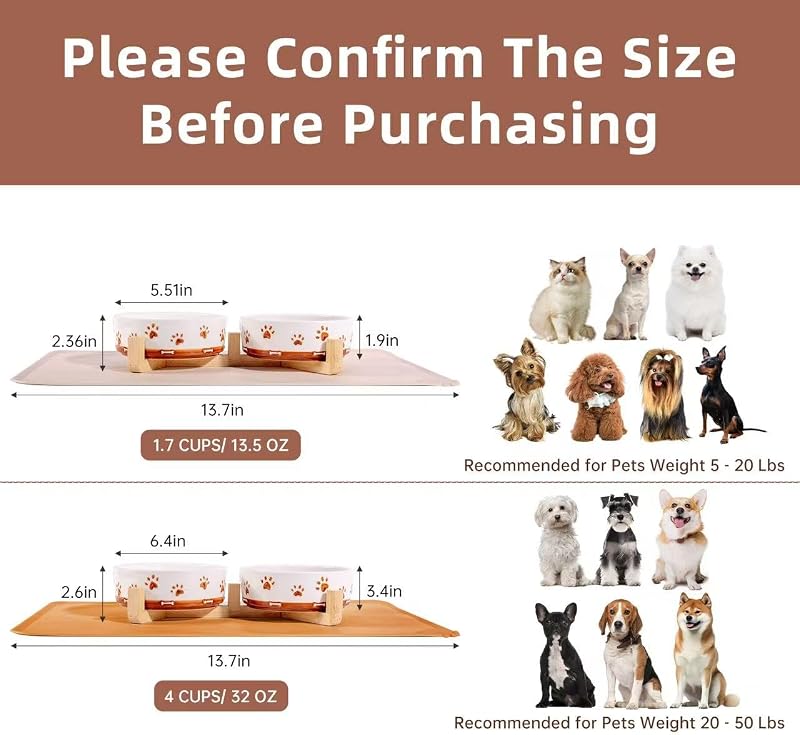 Cuencos cerámica perros 3.5 tazas soporte madera antiderrap