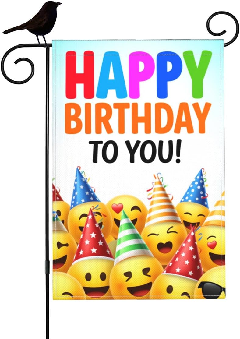 Bandera jardín cara sonriente 12.5x18pulg doble cara decorativa